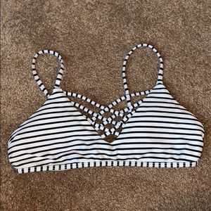 Black and White Striped Swimsuit Top